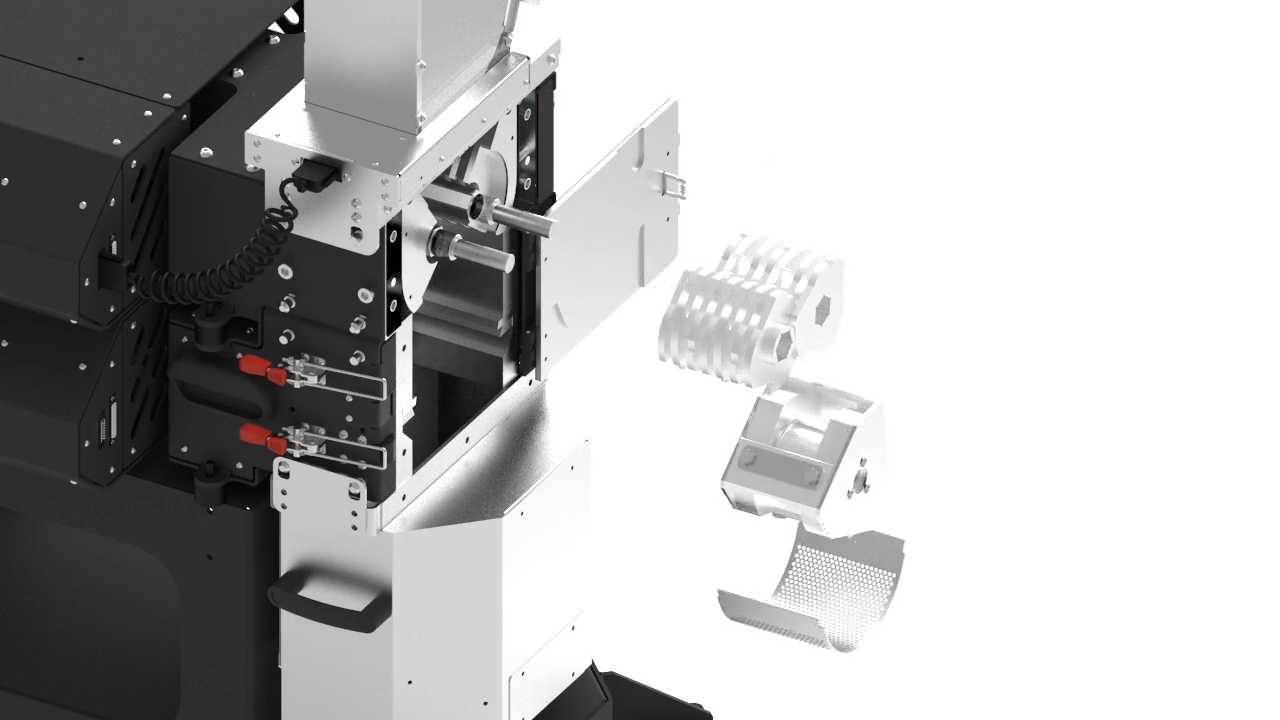 The shredder and granulator components showcased standalone.