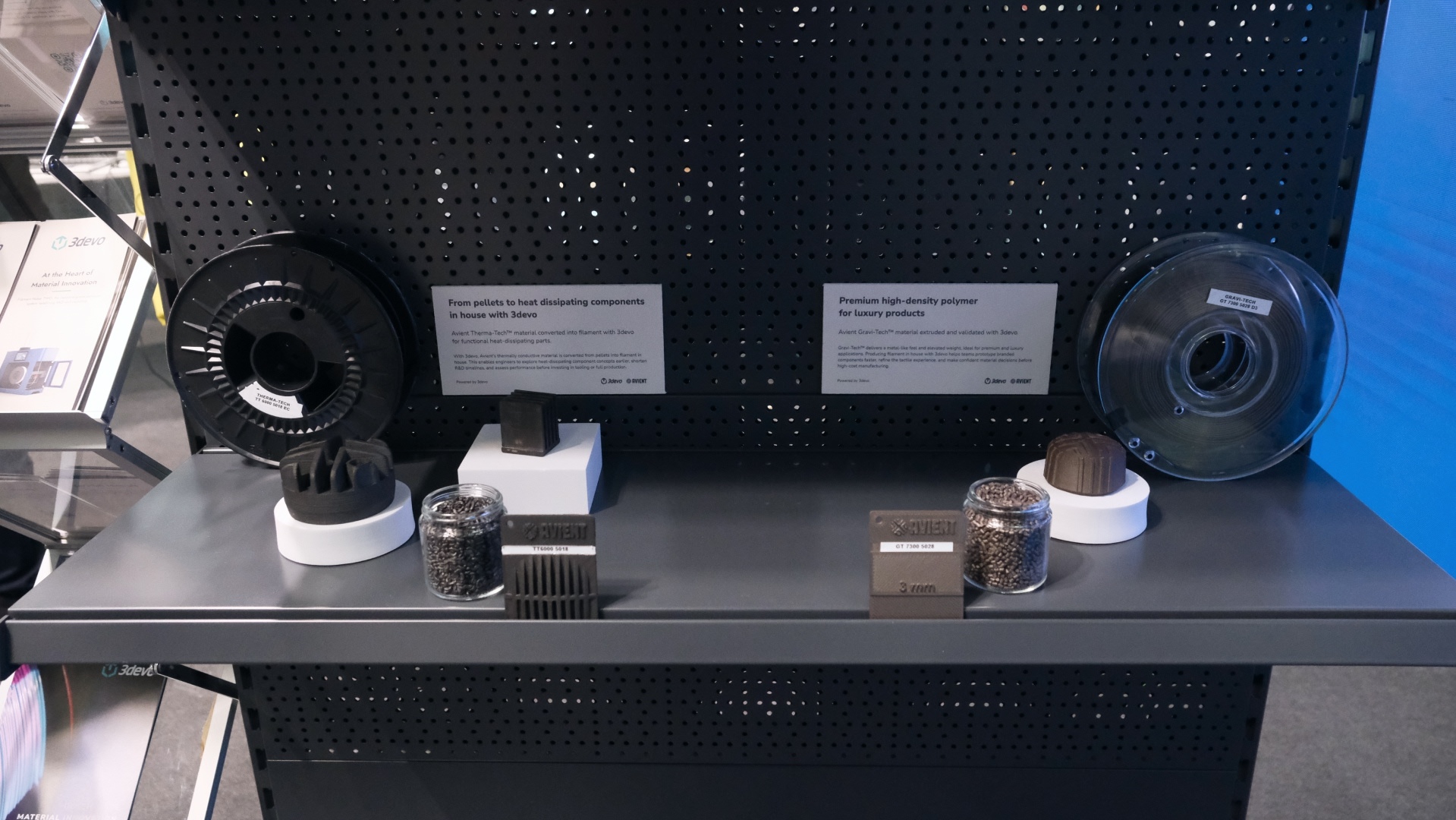 Avient's metal-enforced-filament printed samples.