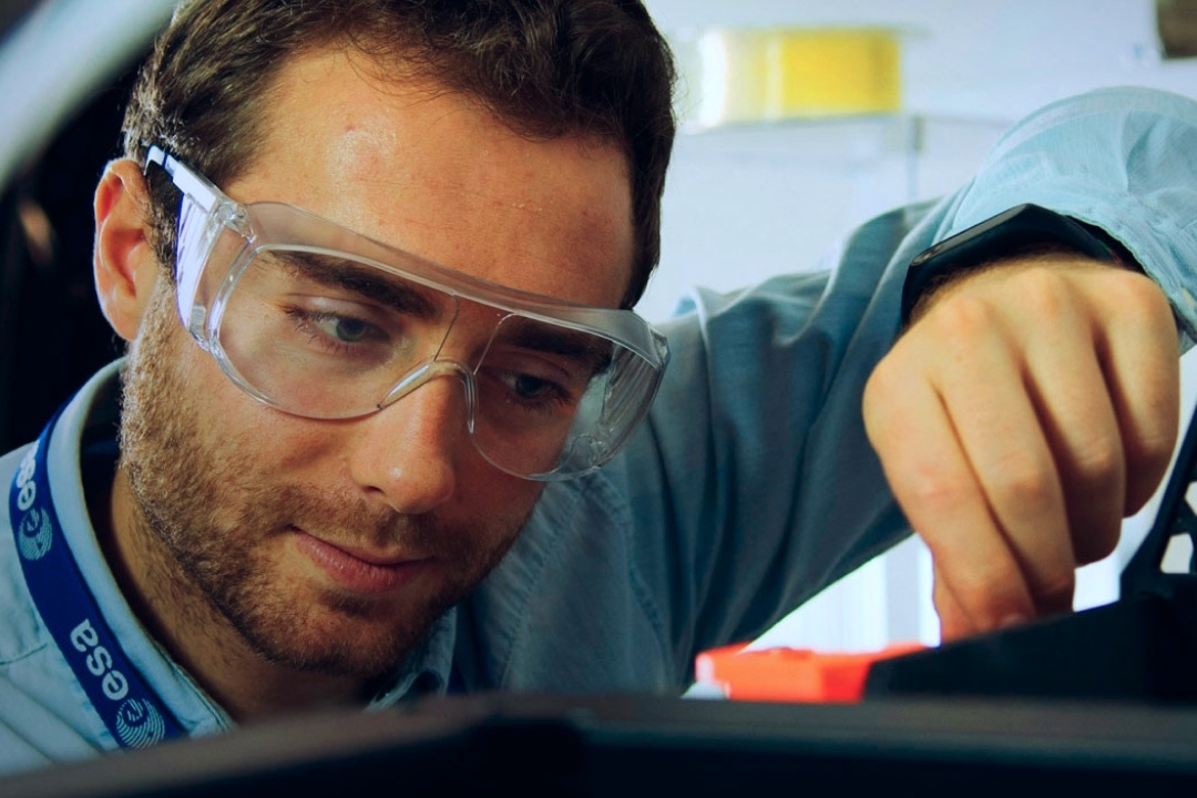 ESA Engineer working with 3d printed prototypes