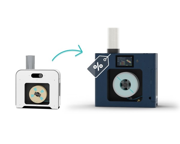 The two filament makers, with an arrow in between pointing from the one to the two, with the two having a discount tag on it.