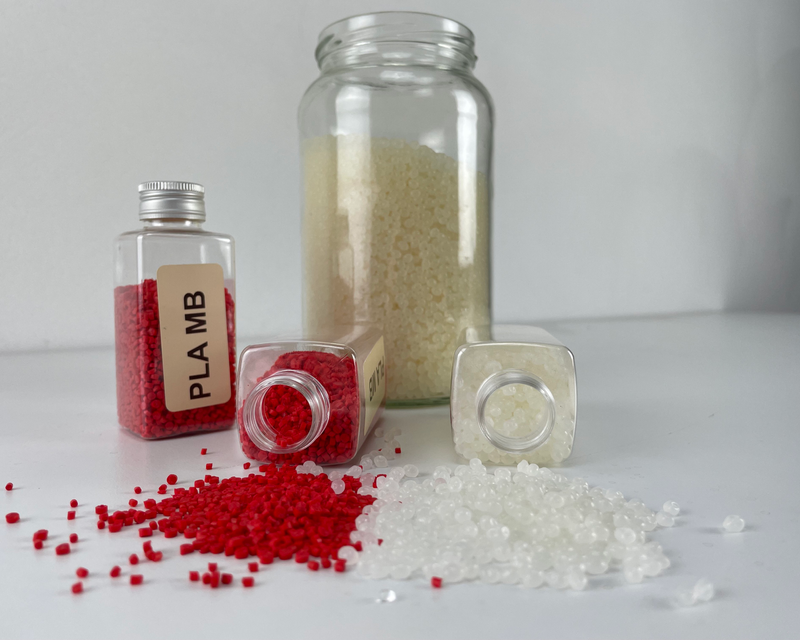 PLA Red and White pellets