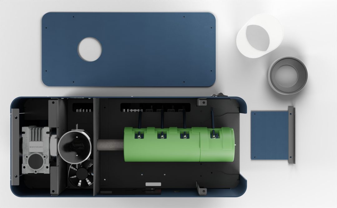 Extrusion system from the inside of Filament Maker TWO