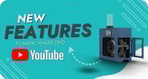 The Filament Maker TWO with a title above saying new features and the YouTube logo underneath.